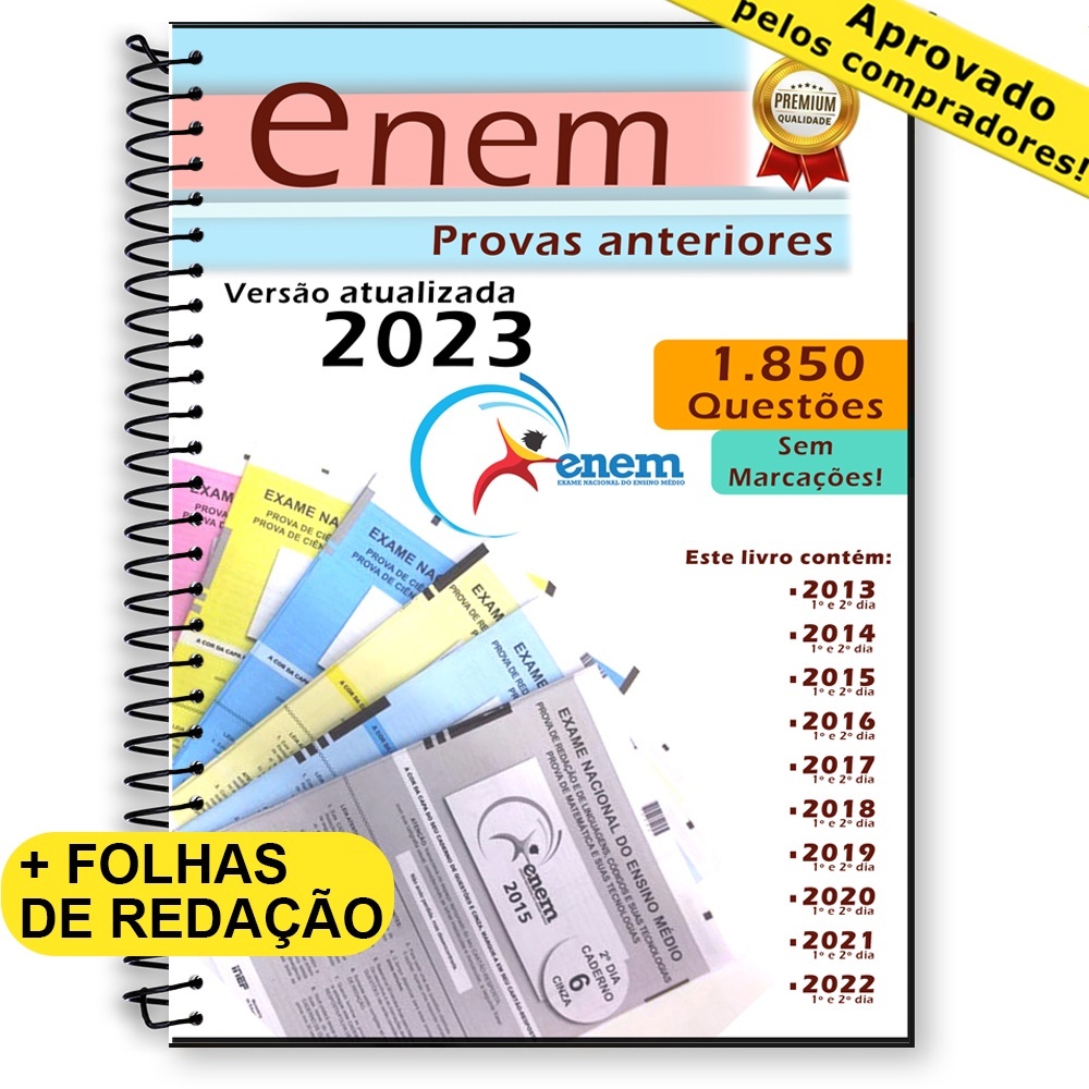 Enem 2024 provas anteriores questões 2014 até 2023 + gabaritos Shopee