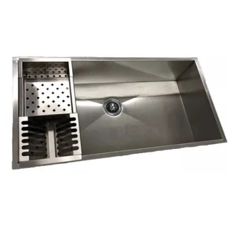 Cuba Pia Quadrada 70x40 Cozinha Gourmet Em Inox Ou Inox Preto + Canal Suporte Equipamento sofisticado linha Premium