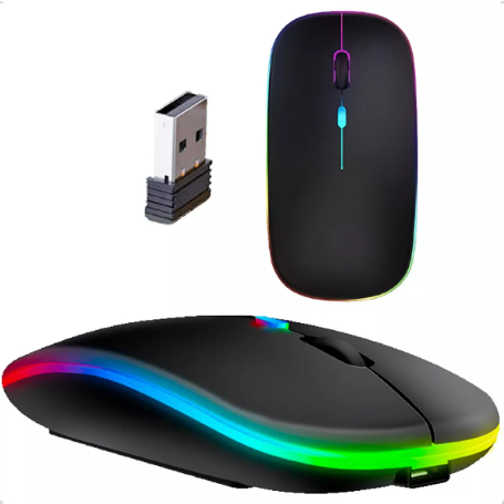 Mouse ergonômico sem fio para jogos, ratos silenciosos, LED retroiluminado, Bluetooth, RGB, recarregável, apto para laptop, PC