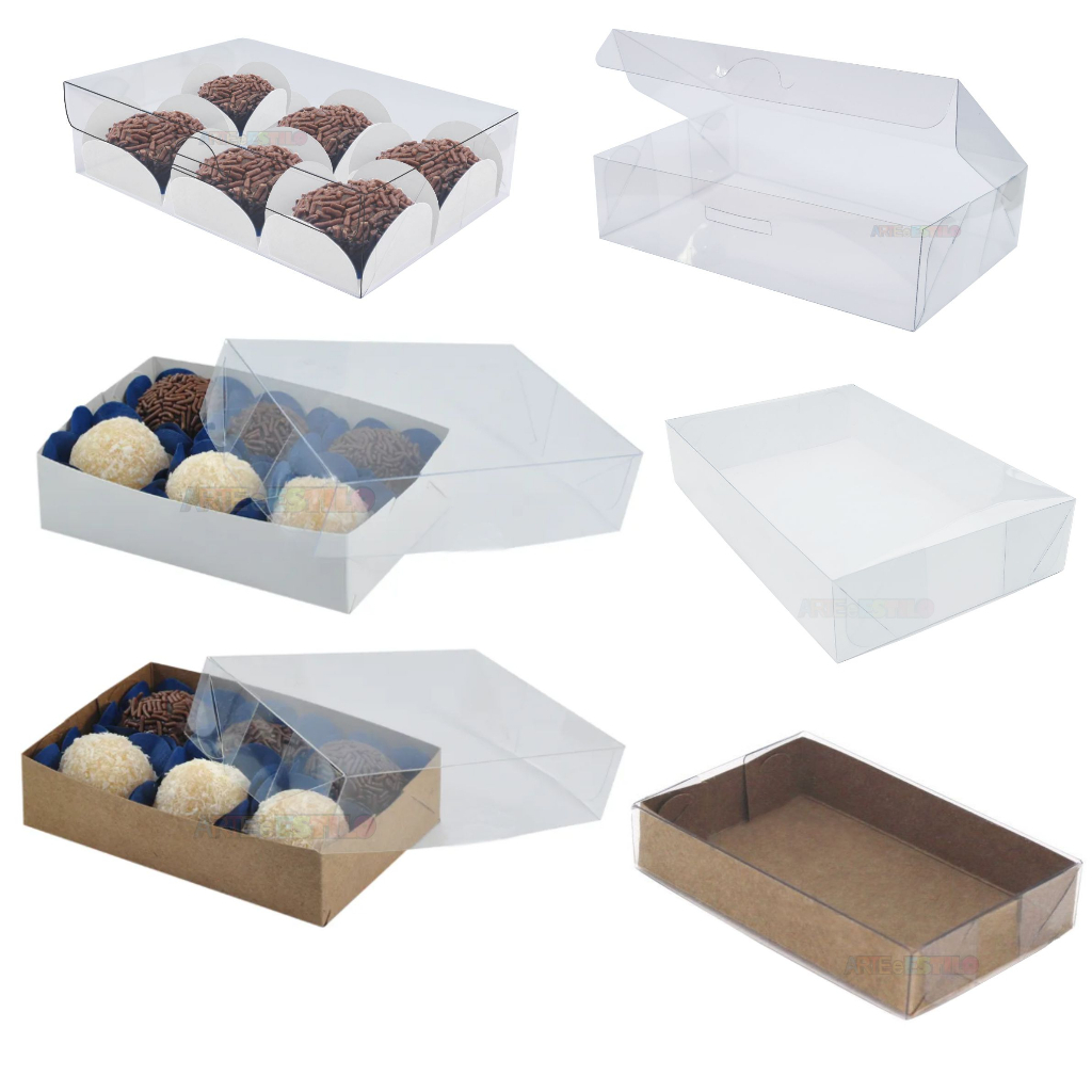 150 Caixas para 6 doces 12x8x3 cm embalagem caixinha para 6 Docinhos com visor dia das mães 8x12x3 em Oferta na Shopee