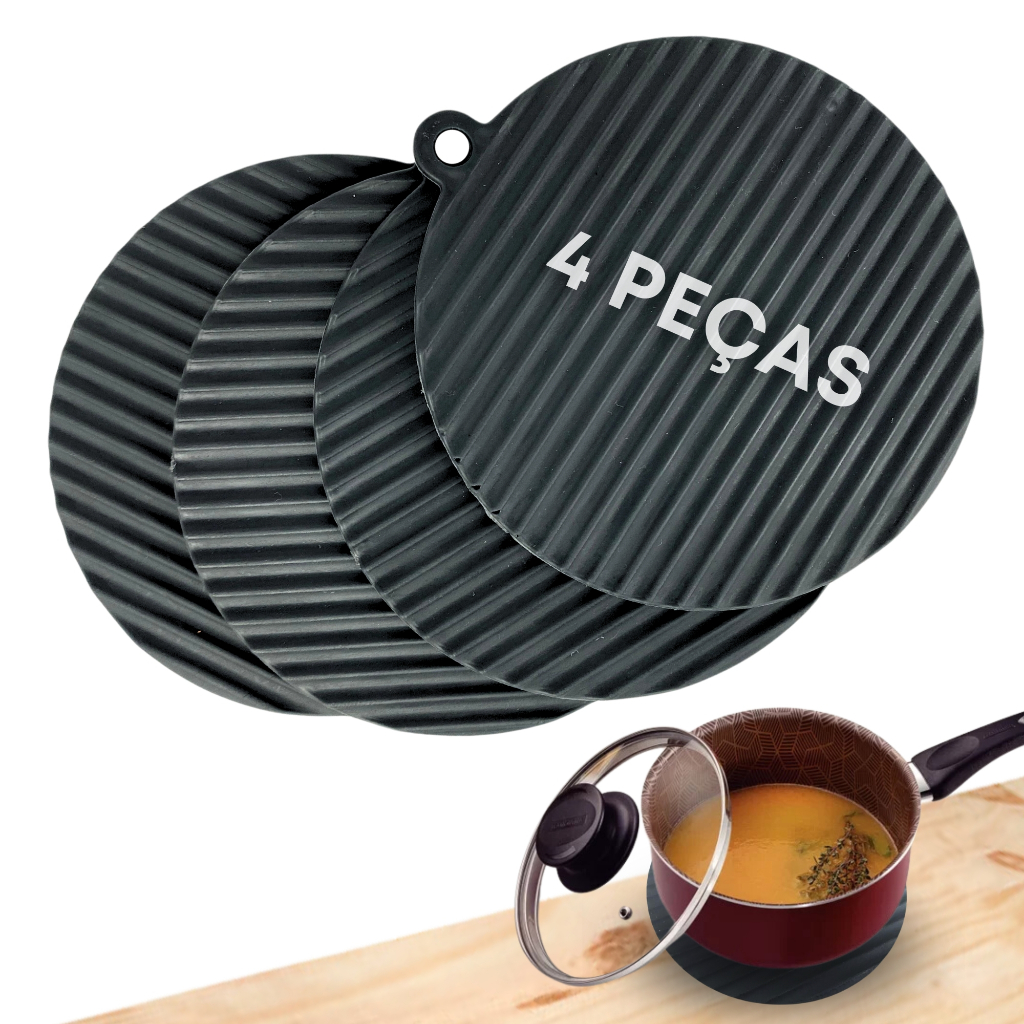 Descanso de Panela Pequeno Kit 4 Protetores Cozinha Silicone Apoio