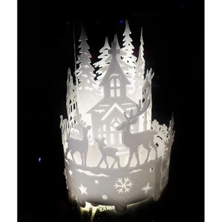 Cenário Natalino 3D com Luz LED – Decoração de Natal | Vela Iluminada 3D | Enfeite de Mesa Natalino