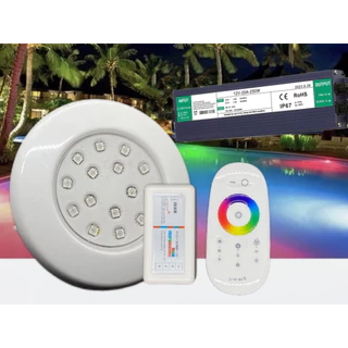 08 Kit Spot Led 15w Rgb Piscina + Touch+Fonte Blindada 12V 20A 250W