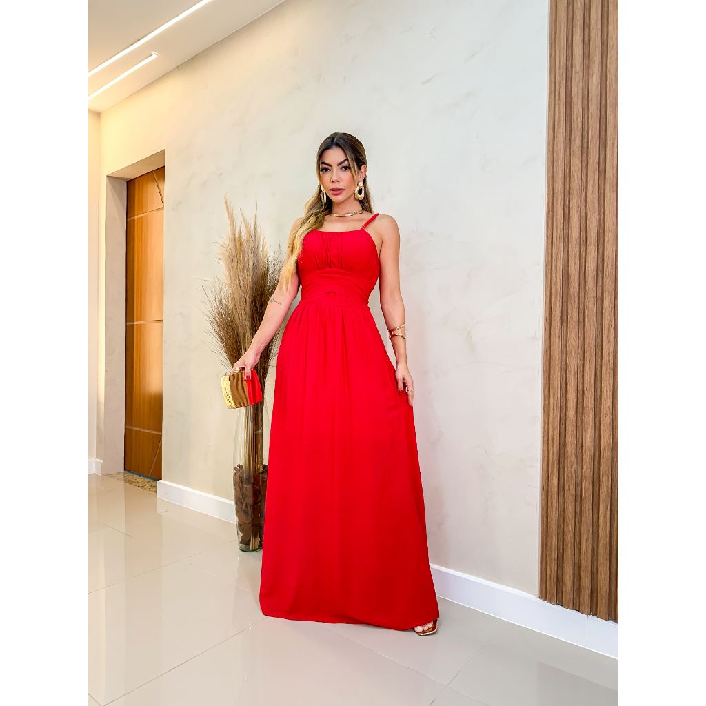 Alcinha Vestido Longo Simples Liso Vestido Longo Liso Femenino