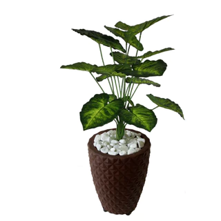 Planta Artificial Decoração Grande Enfeite Sala + Vaso Polietileno Marrom 3D