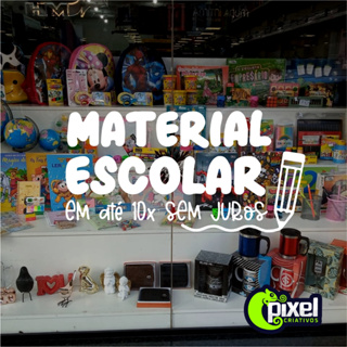 Adesivo Vinil Material Escolar 10x, Vitrine, Aulas, Escola