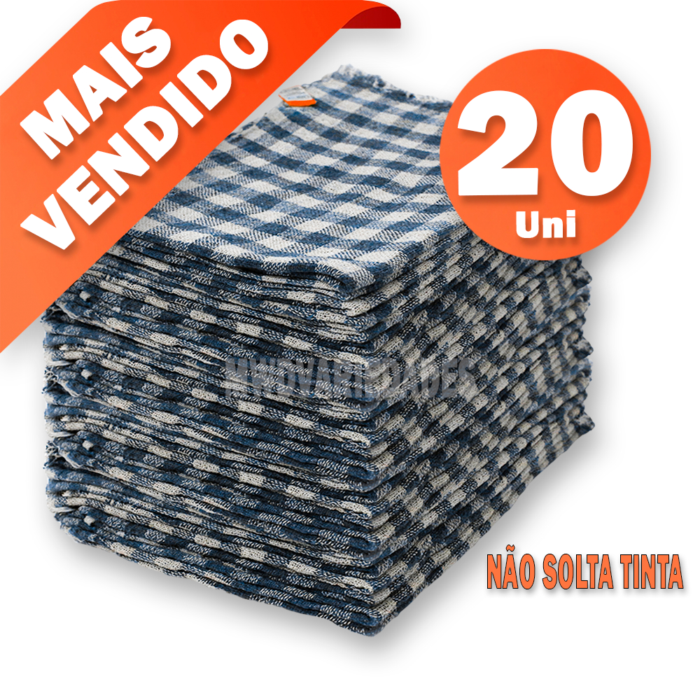 Pano De Chão Grande Xadrez Kit Premium 60x40cm saco de limpeza, pano de limpeza, pano multiuso...