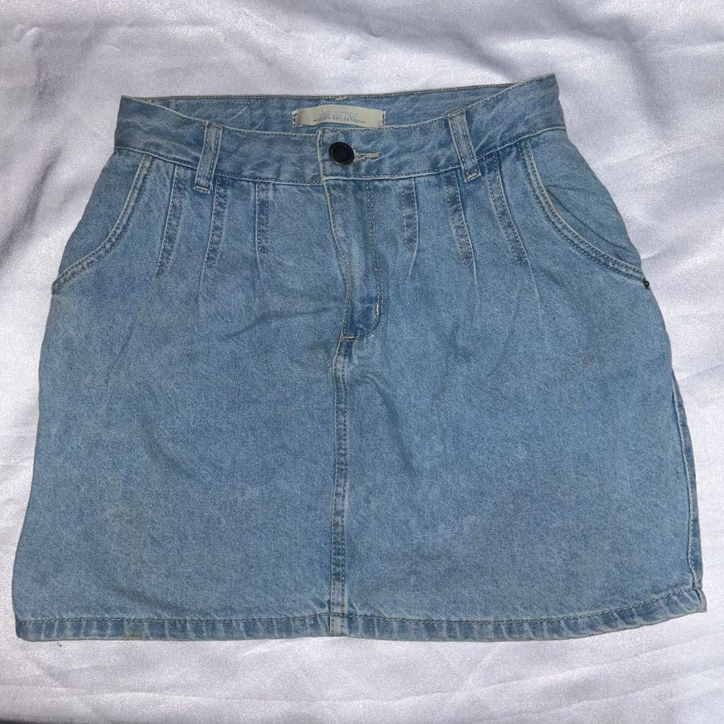 Saia jeans acinturada Aquamar