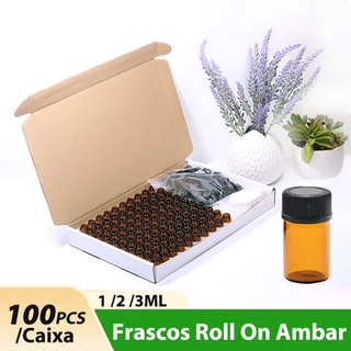 【BR em estoque】100PCS/Caixa Frascos Roll On Ambar 1ml/2ml/3ml Perfume Oleo Essencial