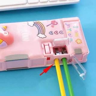 Estojo Escolar Moda Antiga Com Apontador Menino Menina Retrô Rosa Azul