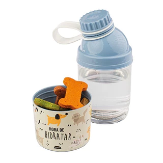 Garrafa Bebedouro Portátil Cachorro E Gatos 360ml Com Tigela Compartimento Porta petiscos