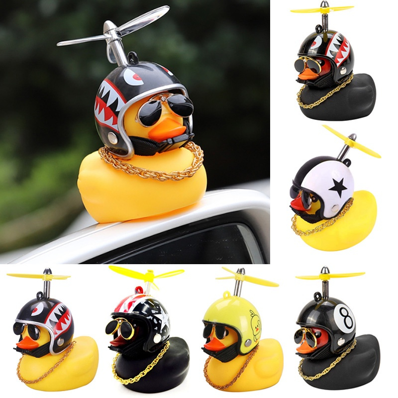 Pato De Borracha Com Pingente com Capacete Acessórios Decoração