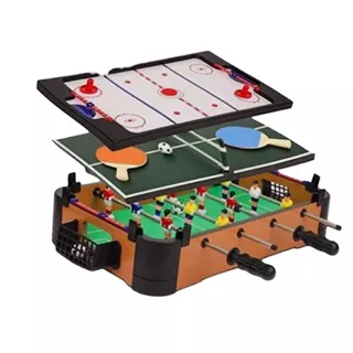 Jogos 3 Em 1 Pebolim - Hockey E Tênis De Mesa Portátil Diversão Dupla