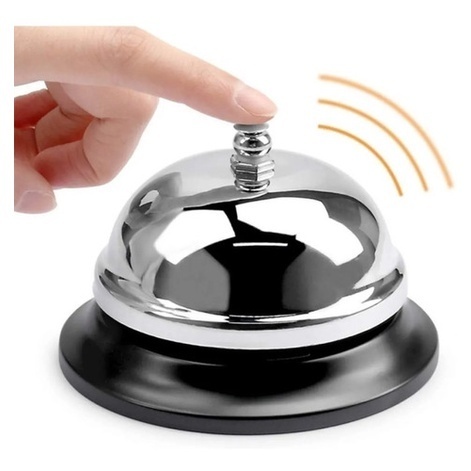 Sino Campainha de Mesa para Restaurantes Lanchonetes 8,5x6cm Som Alto Metal Resistente Universal