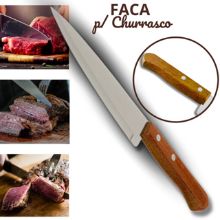 Jogo Kit 7 Facas Cozinha Profissional Churrasco Aço Damasco - Santo Steak