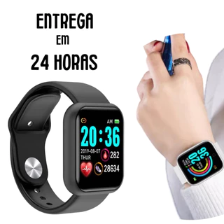 Relógio Smartwatch Preto D20 atividade física mede pressão