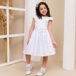 vestido branco infantil menina batizado, roupa de daminha, festa, bebê criança.
