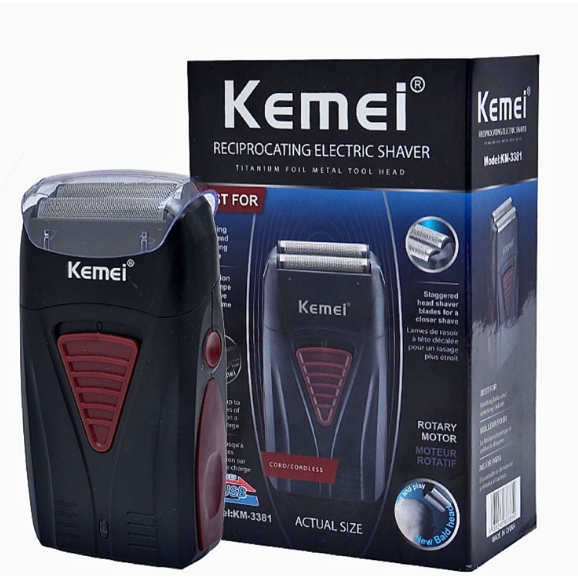 Barbeador Kemei Shaver Elétrico Recarregável Profissional KM-3381