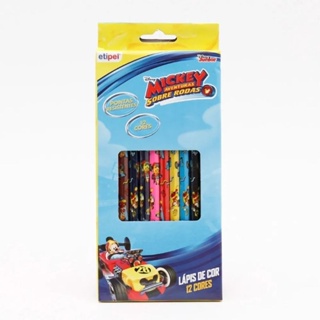 Lápis de Pintar Material Escolar Infantil Mickey Mouse Aventuras 12 Cores