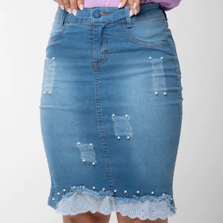 Saia Jeans Moda Evangélica Cambraia 7PALLAS