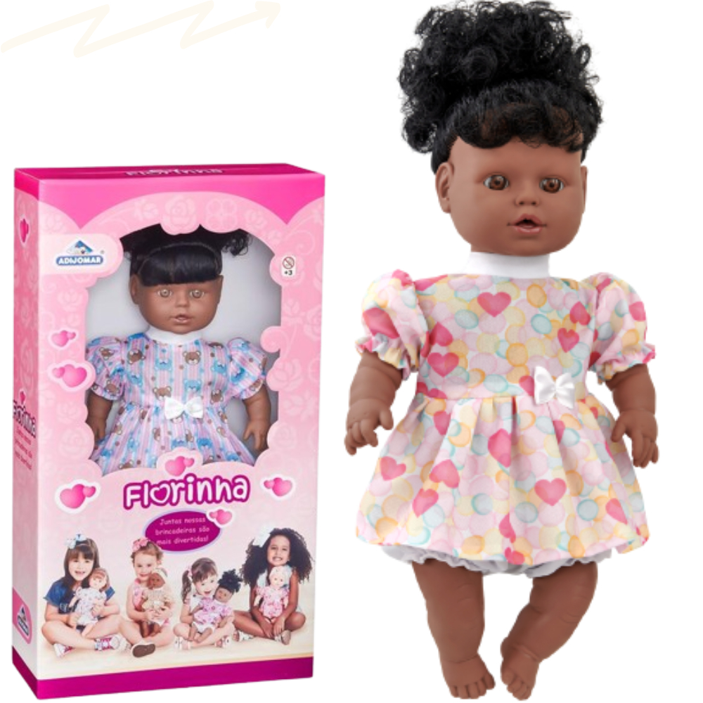 Boneca Negra Bebezao Vinil Com Cabelo 40 Cm presente menina