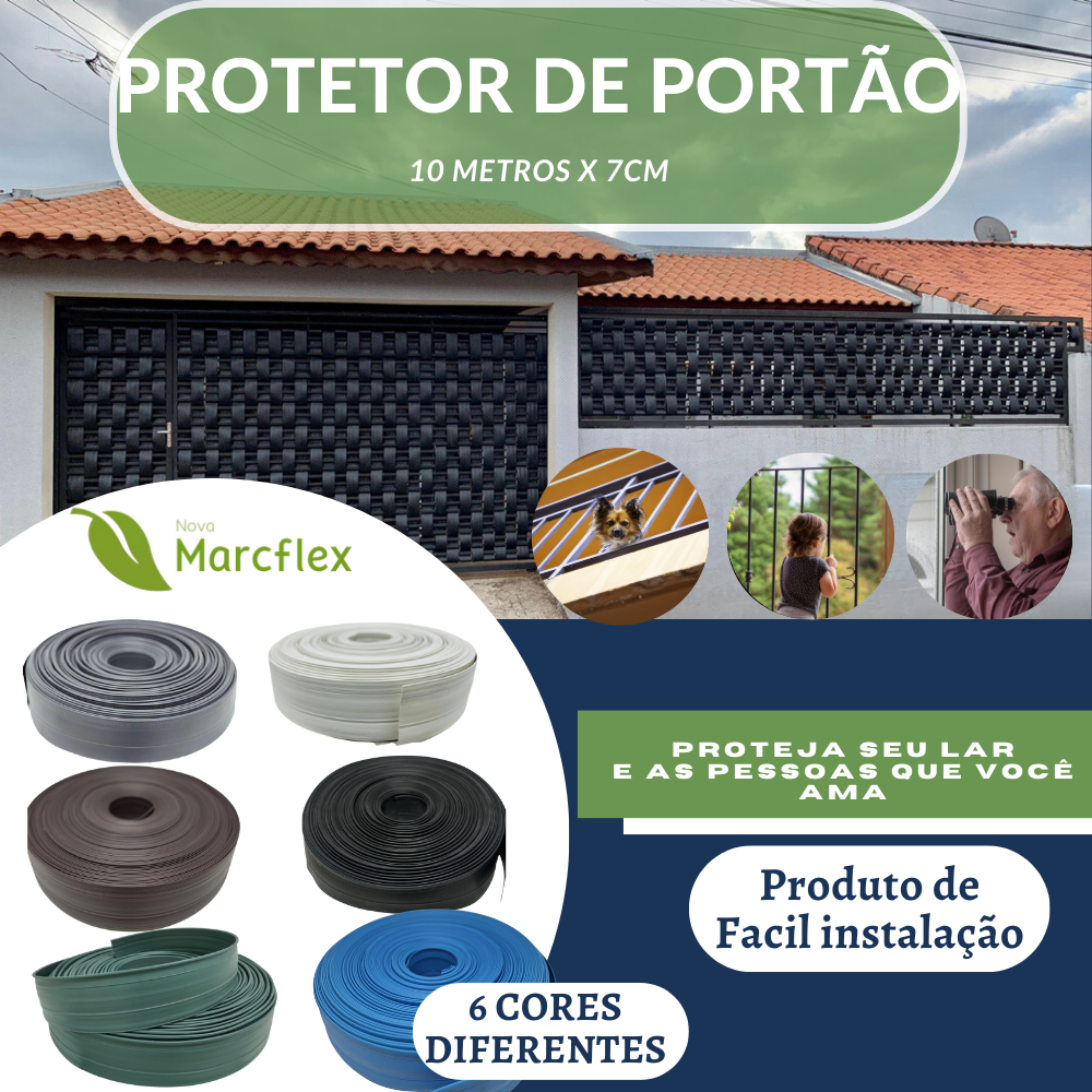 Protetor de Portão Rolo 10 METROS (7 cm de altura) em 6 cores