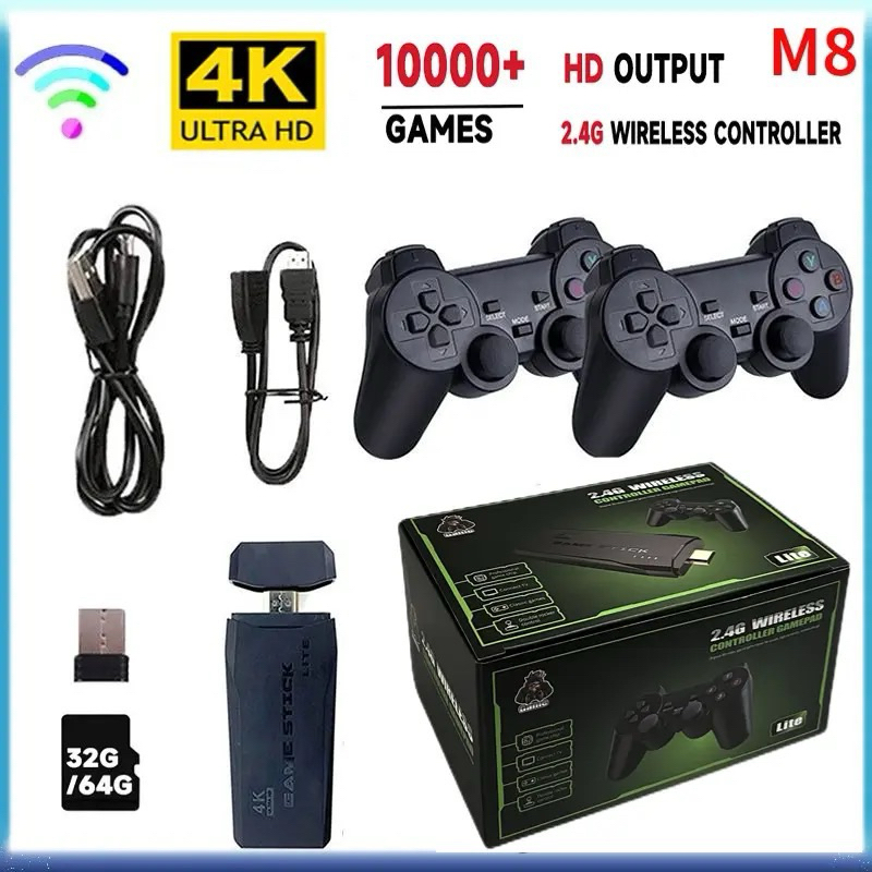 M8 II Mini Console de Videogame, 2K 4K Vara, 10000 Jogos Grátis