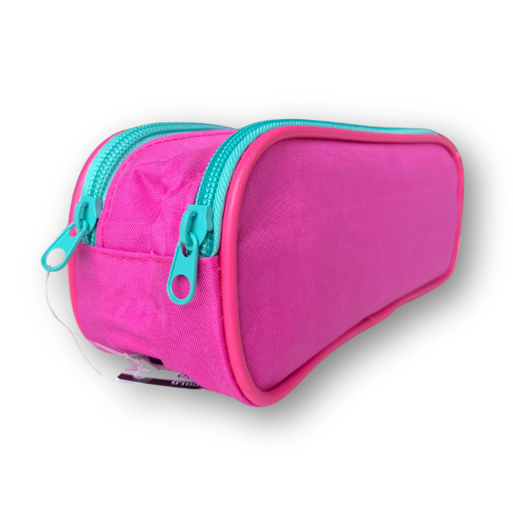 Estojo Moderno Escola Faculdade Trabalho 2 Divisórias Nylon com Zíper Destacado Cores Vibrantes