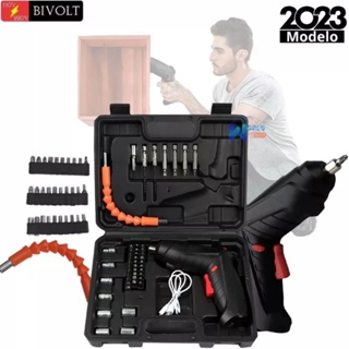 Kit Parafusadeira/furadeira 45 pcs A Bateria Carregador Usb Oferta 12127