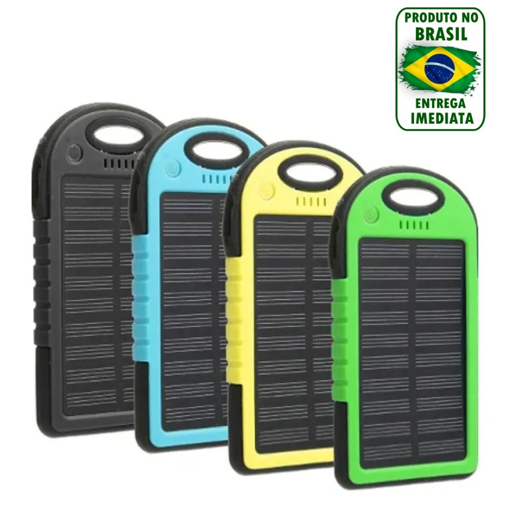 Carregador Celular Solar Portátil Power Bank Bateria Reserva Com Led ...