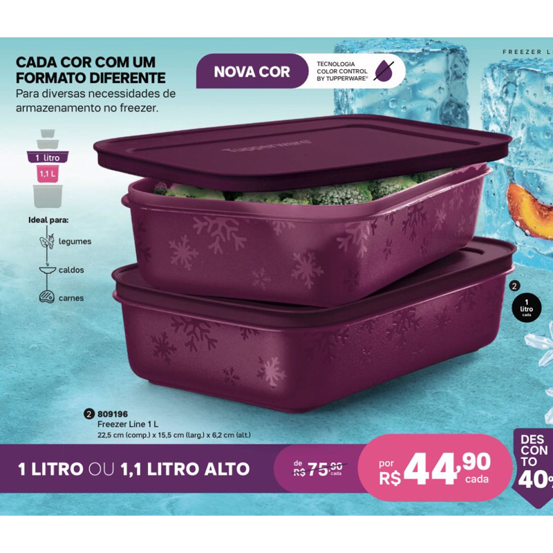 Tupperware Freezer Line 1,1l Pote Para Congelador Não Racha