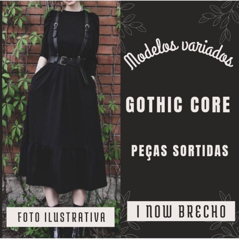 Saia bory blusa Feminina estilo gótico peças pretas gótico core moda feminina brecho