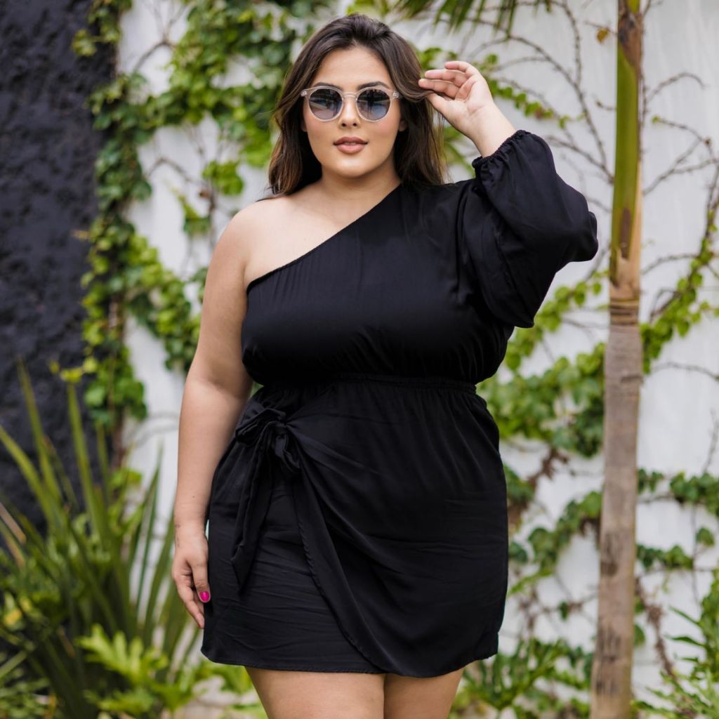 Vestido Preto Plus Size Curto Vestido Transpassado Vestido Preto