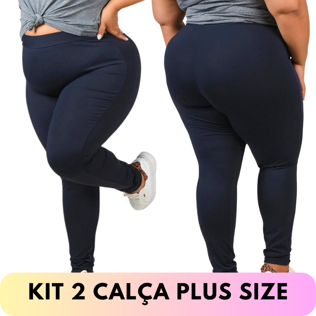 Calça Capri Legging Lisa Plus Size Poliamida Preta G4