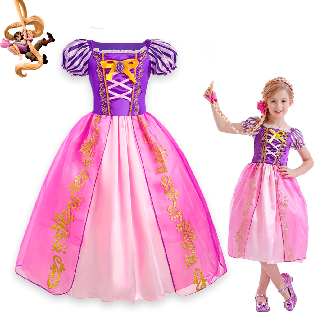 Vestido Fantasia Infantil Rapunzel Princesa Enrolados Luxo
