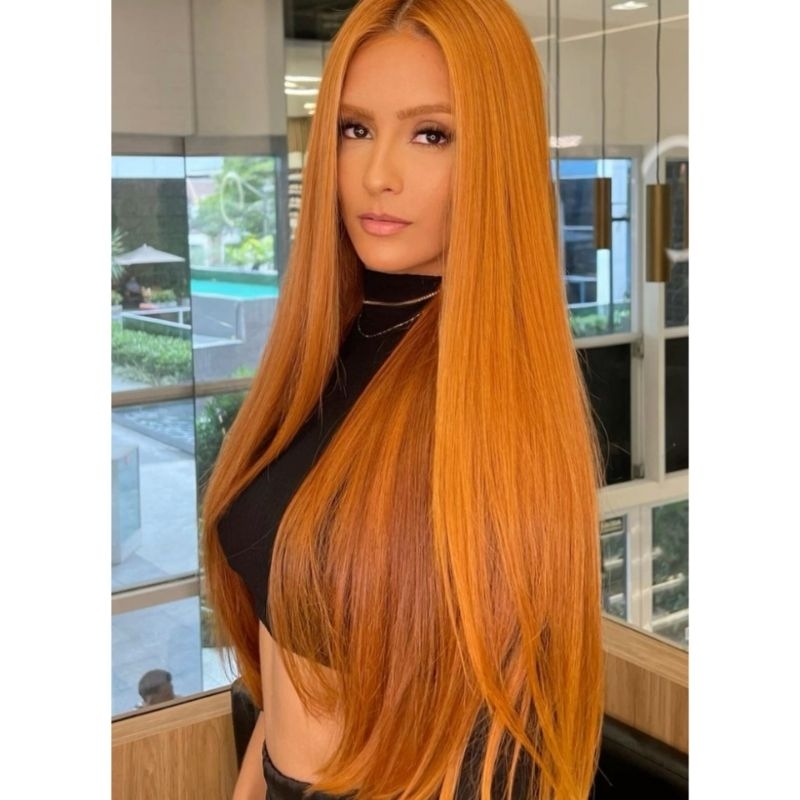 extensão de alongamento de cabelo fibra orgânica tic tac RUIVO