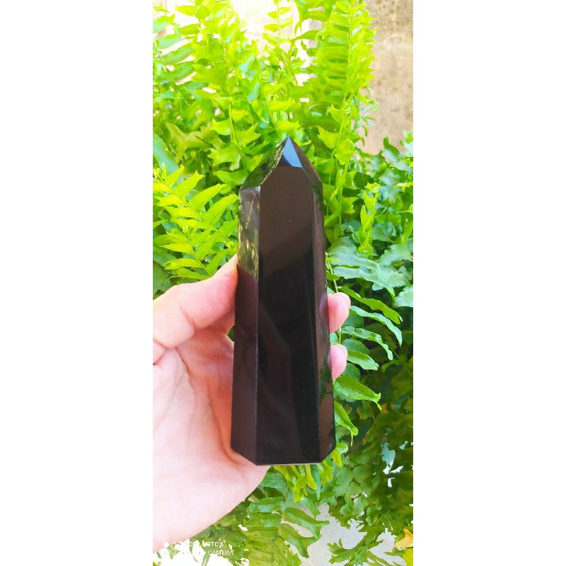 Ponta Geradora - Obsidiana Negra 235 gramas 13,5x4x2,5cm.