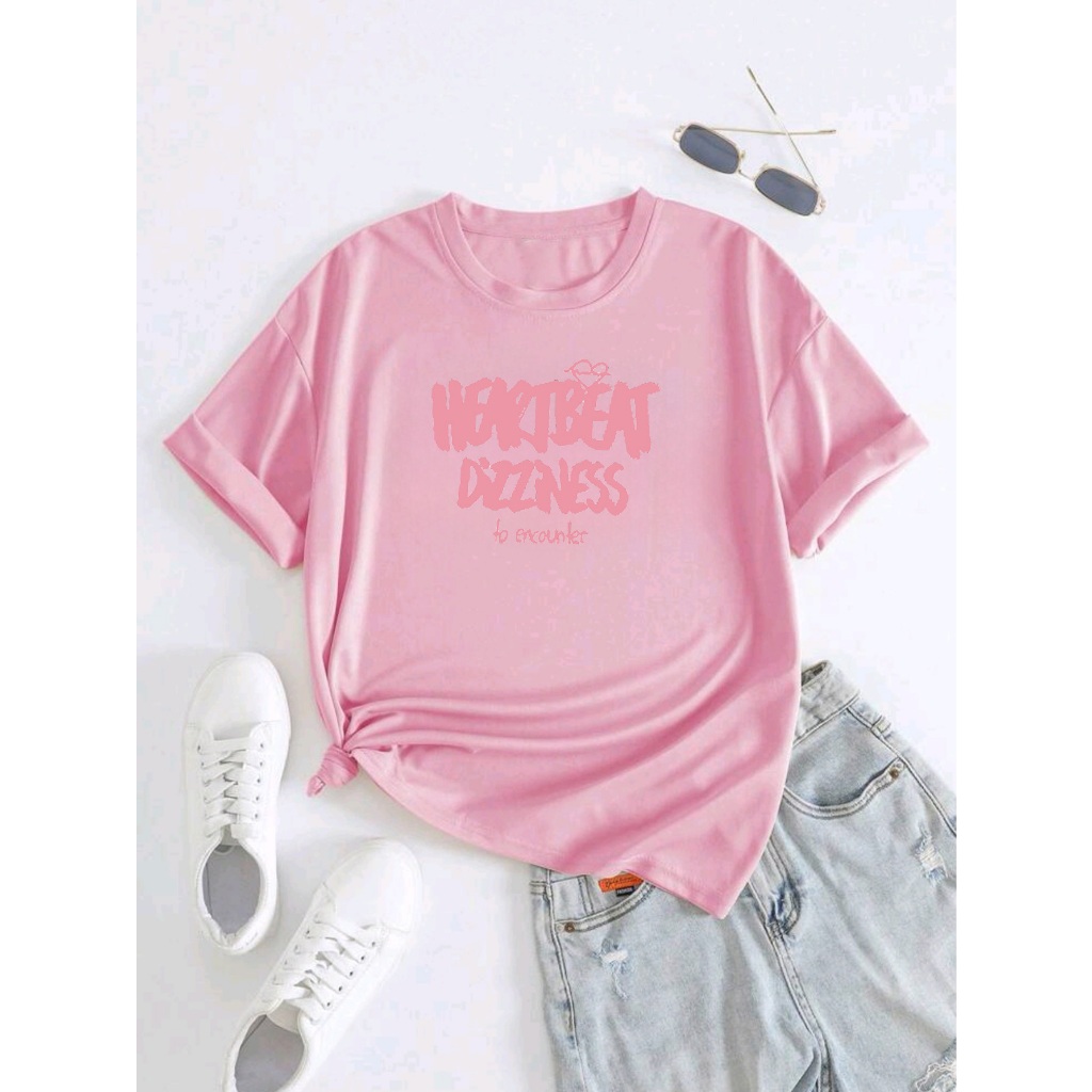 Camiseta Feminina de Algodão Estampada Pink