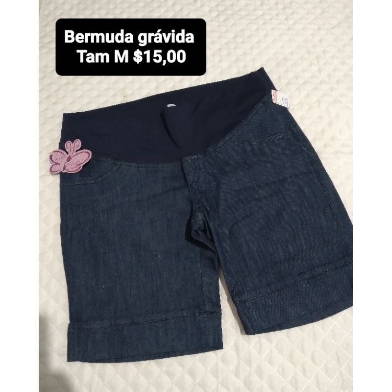 Short Jeans Feminino Plus Size Gestante Premium Super Stretch Linda  Gestante