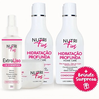 Kit Hidratação de Cabelo Nutri Fios - Cabelos Cacheados e Lisos - Antifrizz, Máscara, Shampoo e Condicionador