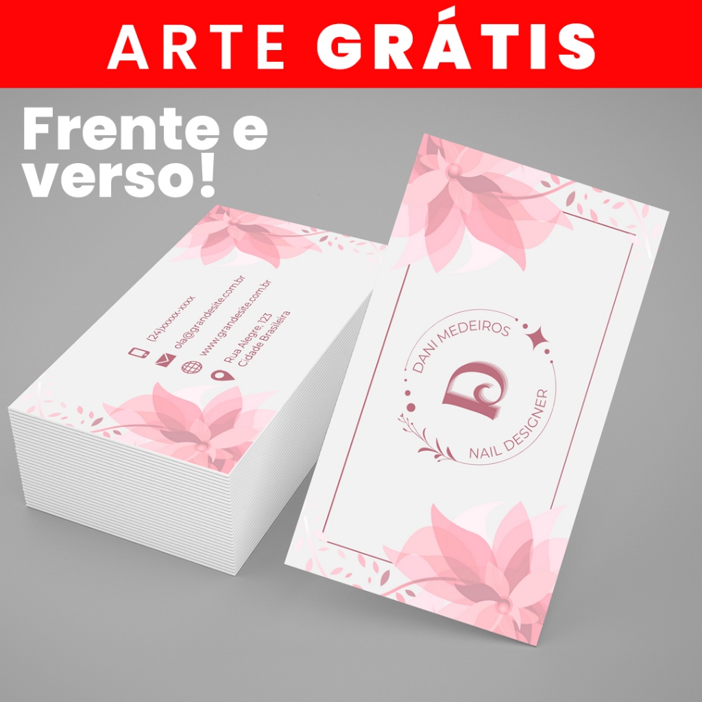 1000 Cartões De Visita | Frente E Verso Colorido -250GR FINO