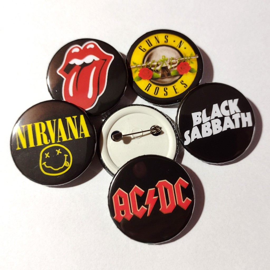 Bottons Rock and Roll Botons 3,5cm Escolha as Bandas qualidade foto Quantidades 1/ 3/ 5/ 10/