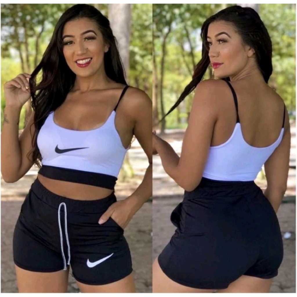 Conjunto Top e Short Feminino Roupa de Academia Fitness Crossfit Yoga ...
