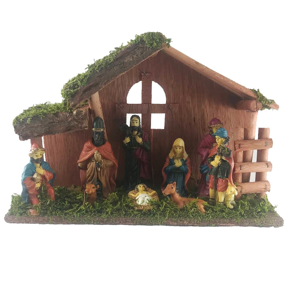 Presépio Completo Natalino Grande Natal De Enfeite Madeira E Resina ...