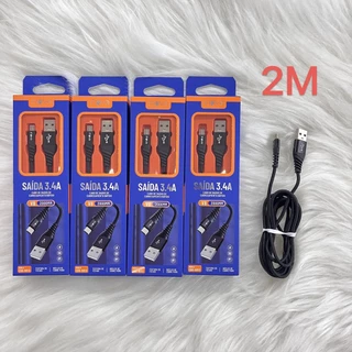 Kit 4pcs Cabo Carregador V8 3.4A Carga Rápida 2 Metros Android Reforçado INOVA