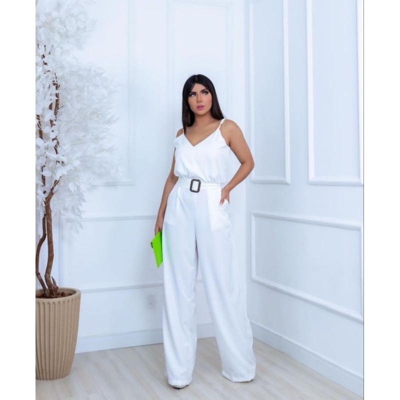 SHEIN Macacão Frente única Com Amarração Na Cintura Liso Elegante