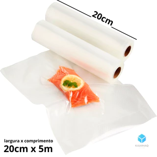 Bobina De Saco Plástico A Vácuo Gofrada 20cm X 5 Metros - Rolo com ranhuras