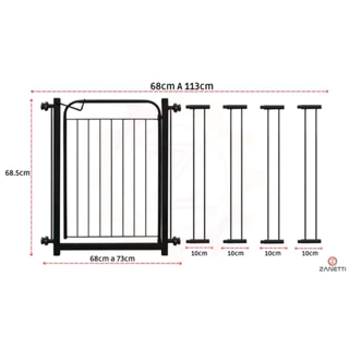 Portão Para Pet 68cm A 113cm + Extensores Grade de Proteção Cachorro Criança Cerquinha Reforçado