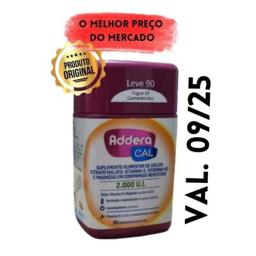 Addera Cal 2000UI Vitamina D + Cálcio com 90 Comprimidos- ORIGINAL ...