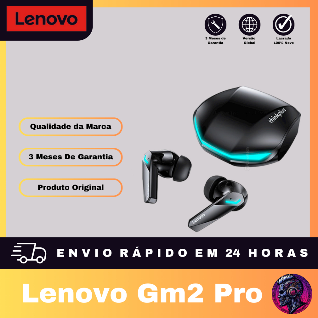 Fone De Ouvido Lenovo Gm2 Pro Gamer Music Bluetooth 5.3 (preto E Branco ...